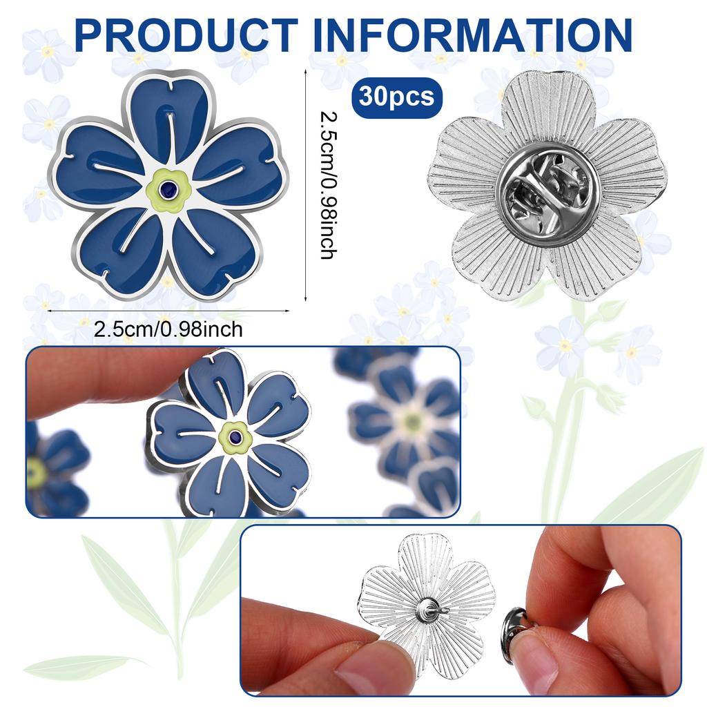 Forget Me Not Pin Badge Memorial Pins Bulk Celebration Of Life Funeral Favors Alzheimer'S Dementia Forget Me Not Flower Lapel Pi