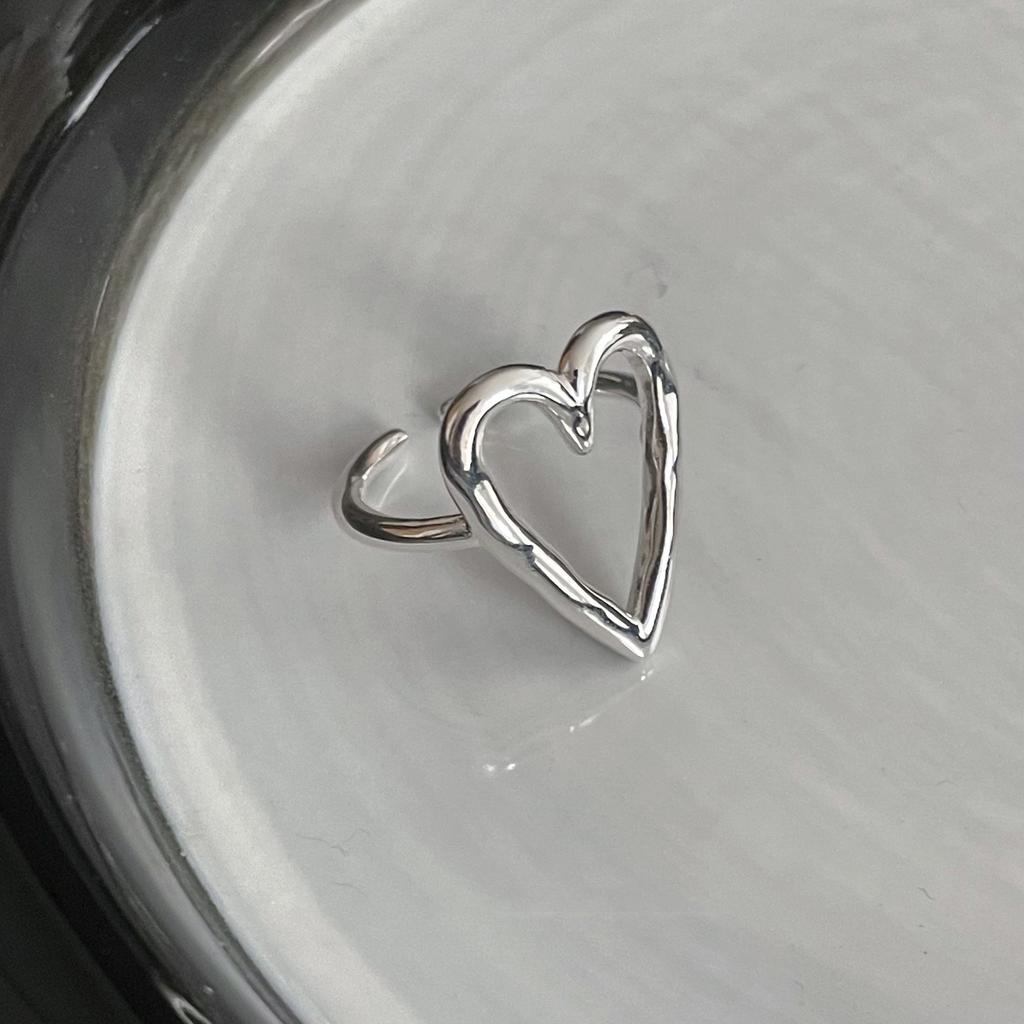 925 Silver Open Finger Ring Punk Heart Irregular Geometric Stackable For Women Girl Jewelry Gift Dropship