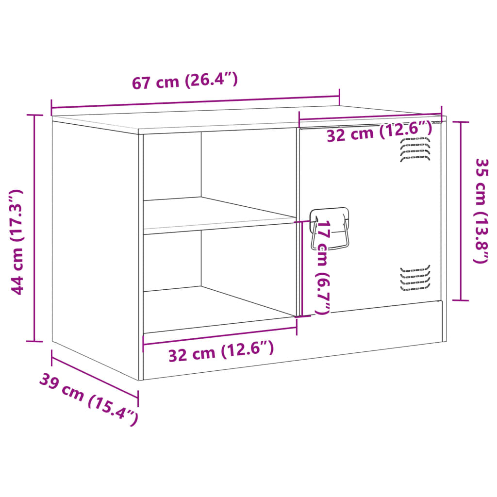 TV Stands (2 pcs) Pink 67 x 39 x 44 cm Steel