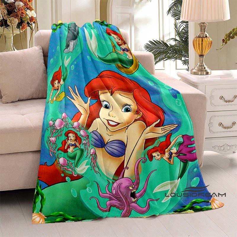 3D Printed Cute Cartoon The Little Mermaid Blanket, Home & Travel Blanket, Soft and Fluffy Winter Blanket Gift for Children and