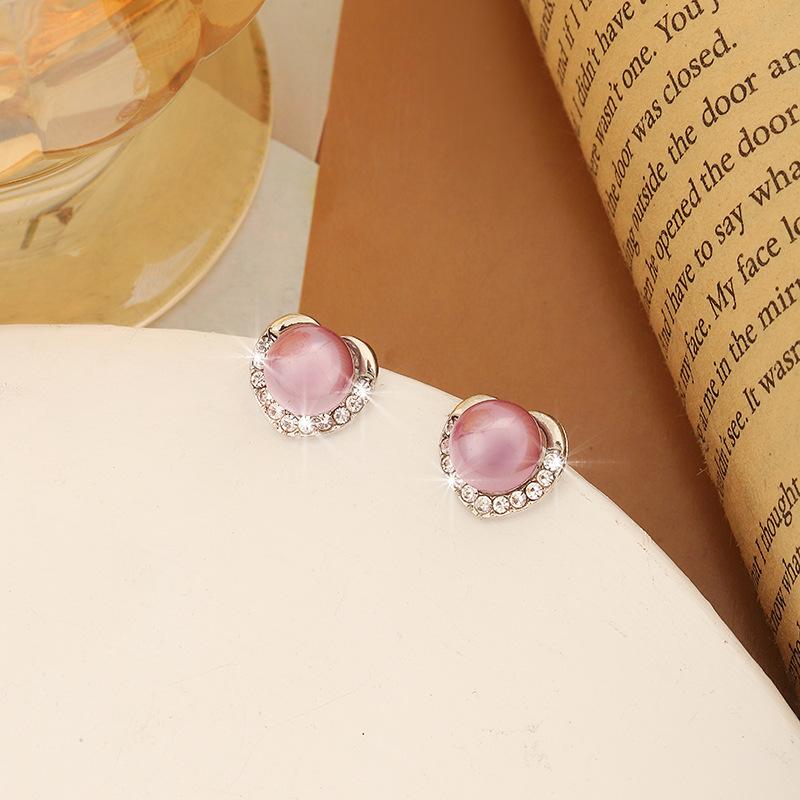 Elegant Purple Pearl Heart Earrings New Heart-shaped Fashionable Simple and Stylish Earrings