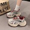 Thick-soled Fashion Cement Gray Dad Shoes Women's Shoes 2025 New Sports and Leisure Shoes Heightened Lace-up Leather Running Shoes