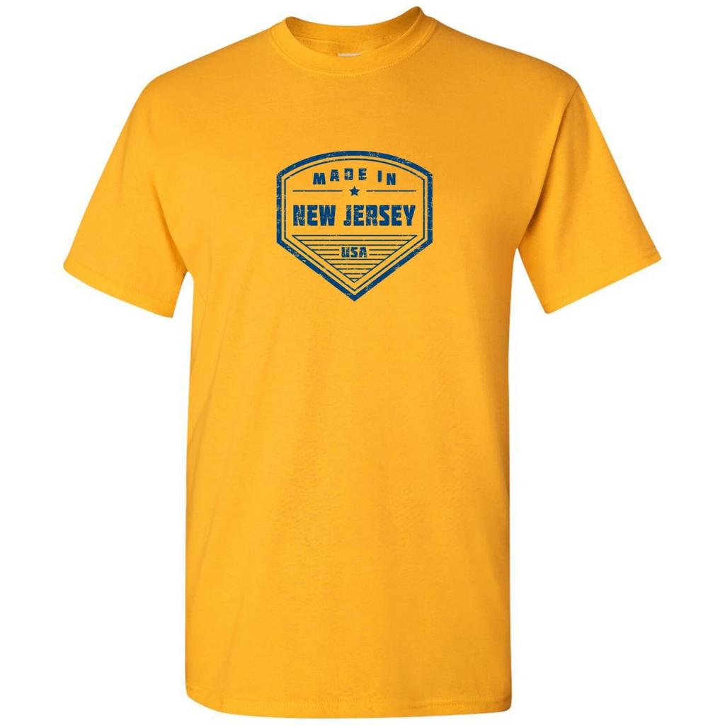 Made In New Jersey Badge- Hometown Pride State Short Sleeve T-Shirt - Gold