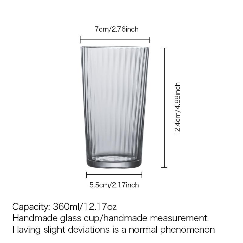 Inmeet Premium Japanese Striped Highball Glass Tall Cocktail Cup for Iced Americano And Mixed Drinks