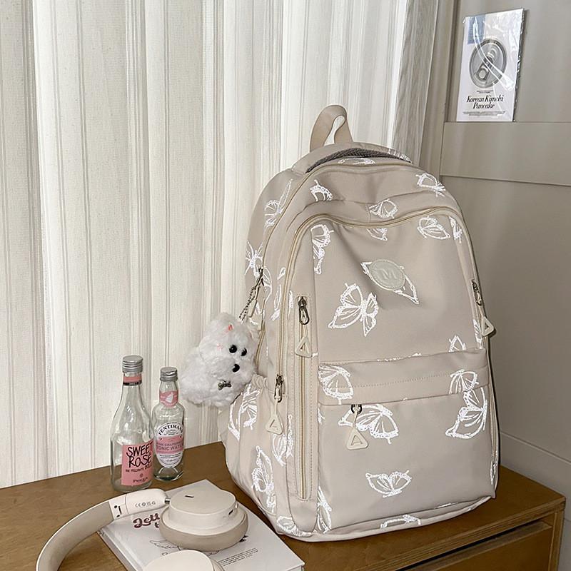 Simple Capacity Large Backpack With Butterfly And Letter Print Design For Daily