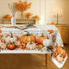 Autumn Pumpkins Maple Leaves Floral Plaid Tablecloth for Table Decor Fall Harvest Kitchen Dining Table Cloth Thanksgiving Decor