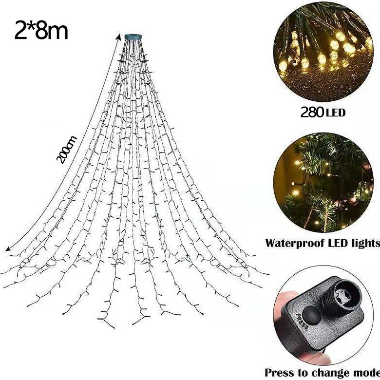 280/400 LED Christmas Tree Lights Outdoor Indoor Fairy String Lights Waterfall Lights Holiday Party Xmas Decoration