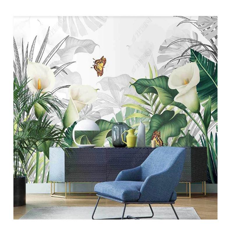 

Скандинавские обои для гостиной, фреска с каллой, тропическое растение, пасторальный, обои для фона ТВ, домашний декор 200 cm(W) x 140 cm(H)