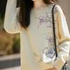Women's Wool Embroidered Jacquard Sweater - Thick & Warm, Round Neck for Autumn/Winter