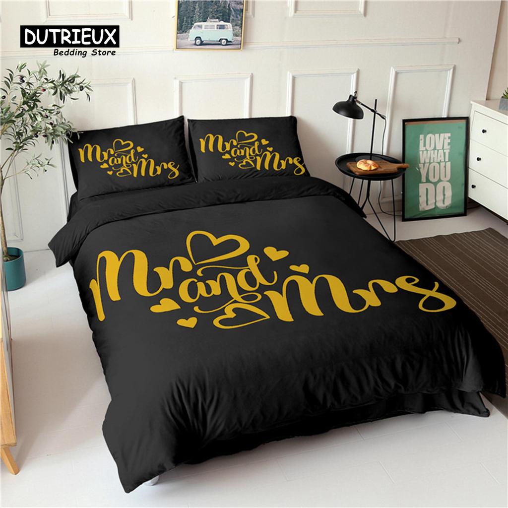 Love Words Duvet Cover Set Romantic Couple Bedding Set Microfiber 3D Love Heart Comforter Cover Single Double Full Queen Size