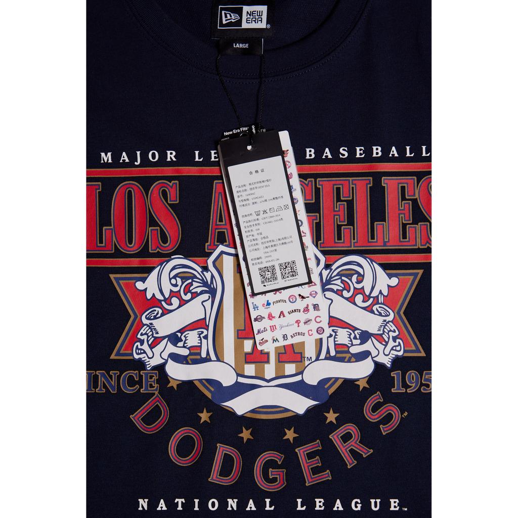 New Era MLB Los Angeles Dodgers LA Letter Logo Printed Crew Neck Short Sleeve T-Shirt Unisex Tops Navy-Blue 14385062