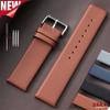 Bracelet de Montre Ultra-Fin en Cuir de Vachette Souple Grainé 18mm 20mm 22mm Marron Cuir Véritable Bracelet Universel pour Hommes Femmes