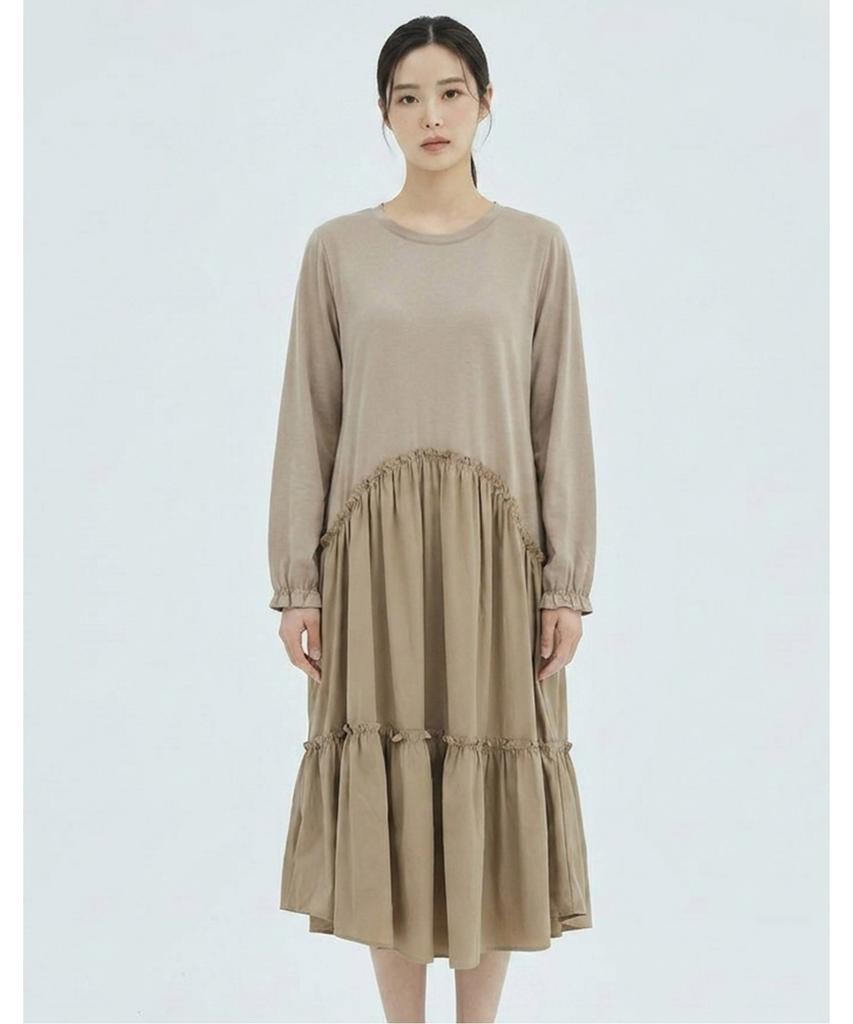 VANAKE Round Neck Frill Hem Dress_Vb34Opq401Z