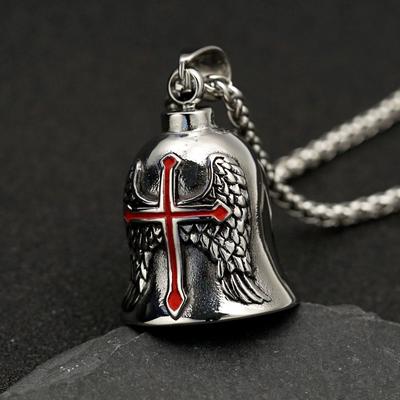 Edelstahl Wikinger Motorrad Anhänger Gotisch Punk Biker Schmuck für Männer mit Exorzismusglocke