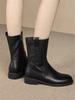 Fashion Fleece-Lined Leather Middle Heel Women's Half High Boots Cosplay New in Goth Trend 2025 Work Y2k Hot Pu 39 Ladies Mid Calf Shoes