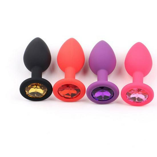 Silicone Anal Plug with Diamonds - Unisex Dilator & Beads Toy