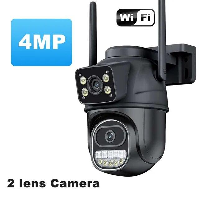 2025 New 12MP 6K WiFi IP Camera Outdoor Three Lens Dual Screens 8X Zoom CCTV PTZ Video Cam Auto Tracking Security Protection Surveillance