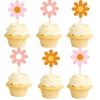 40 Pcs Daisy Cake Toppers Cake Decoration Artificial Flower Cupcake Toppers Birthday Party Wooden Picks Daisy Flower Topper