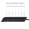 USB-Ladestation, 6-Port-Universal-Desktop-Dockingstation mit abnehmbaren Leitblechen, Ständer-Organizer
