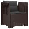 1 Seater Armchair with Cushions Rattan Look PP Brown