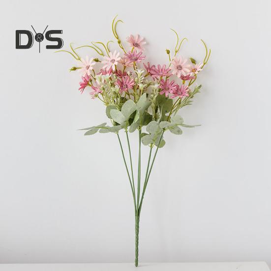 2 Pcs Simulated Flowers Bunch Artificial Daisies with Flexible Stem Weatherproof Fake Flowers for Vase Garden Home Decor Spring Summer Decoration