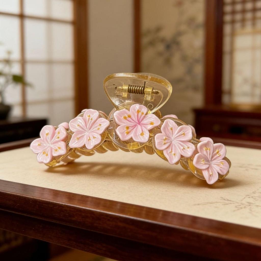 Elegant Floral Claw Hair Clip for Women - Sophisticated Bangs & Side Hair Accessory