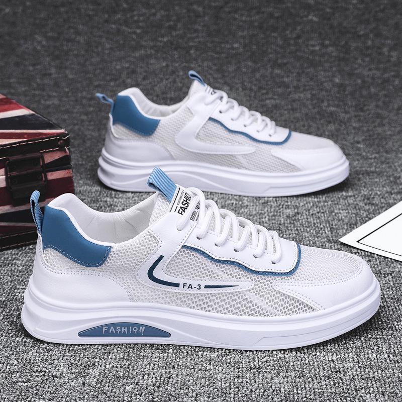 2024 Men's Trendy White Breathable Mesh Sneakers: Summer Casual, Wear-Resistant Sports Shoes