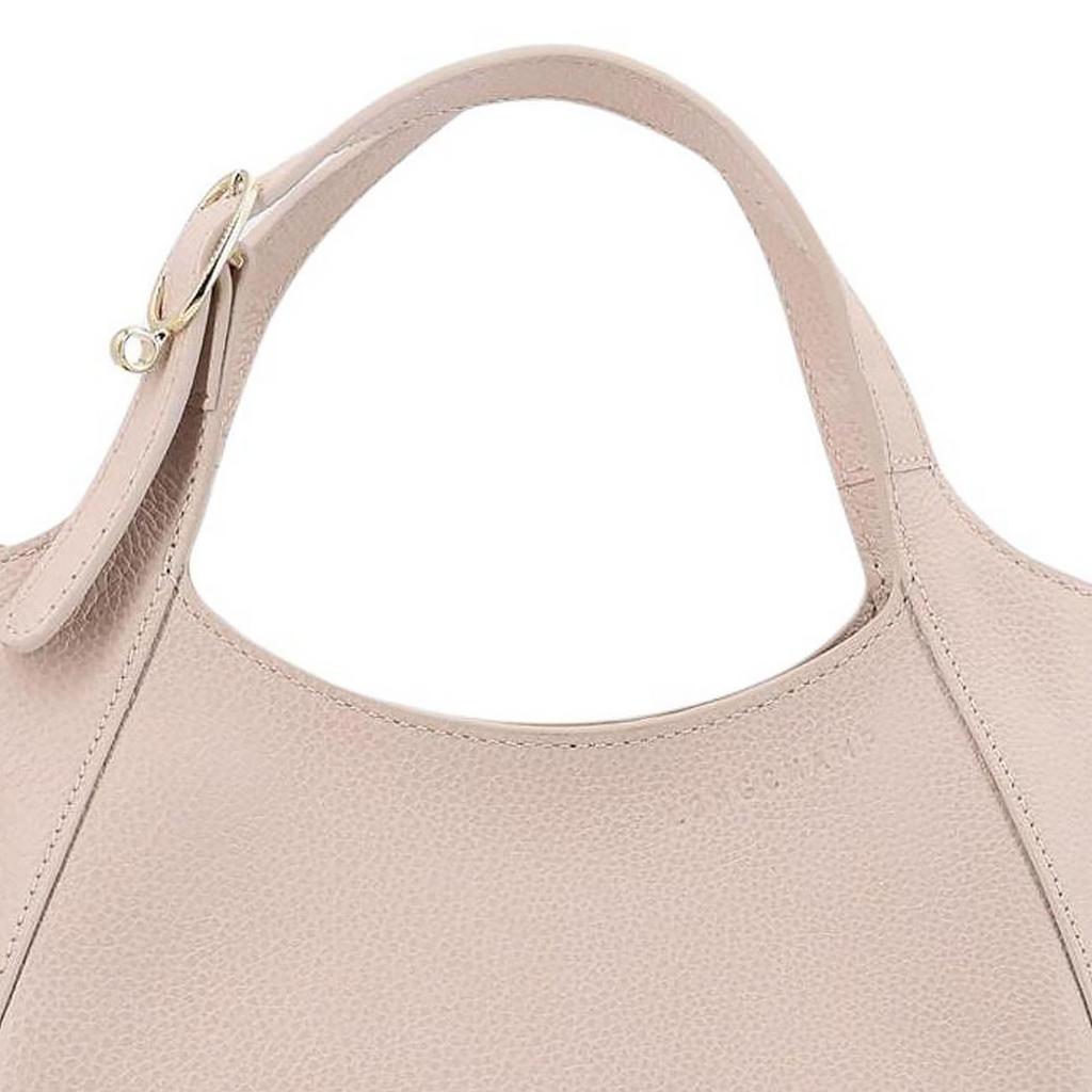 Longchamp Le Foulonné Logo Jacquard Metallbeschläge Leder Tragetasche Klein Damen Tragetaschen Creme 10328021407