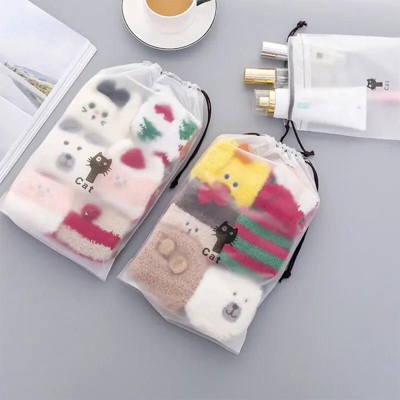 

1pc Drawstring Swimming Bags Transparent Clothes Bag Sports Travel Storage Bags