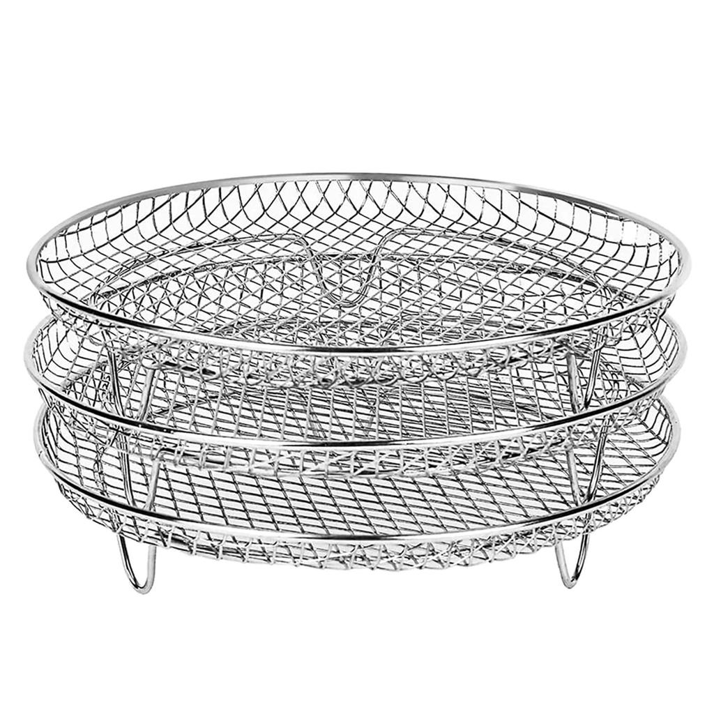 3PCS Round Air Fryer Basket Durable Stainless Steel Air Fryer Baking Pans for Cooking and Baking