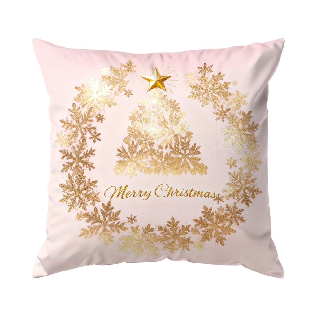 Pink Gold Christmas Theme Cushions Pillowcase Polyester Cushion Cover Throw Pillow Pillowcover Home Car Sofa Decor