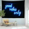 Tapiz de Letra Abstracta Azul Colgante de Pared Arte Hippie Tapices Bohemio Psicodélico Dormitorio Sala de Estar Decoración del Hogar