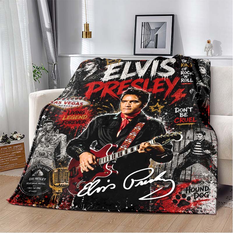 Coperta in Flanella Stile Rock 'n' Roll Elvis, Morbida Accogliente Calda Coperta da Divano Letto Divano Casa Viaggio Regalo per Fan coperta