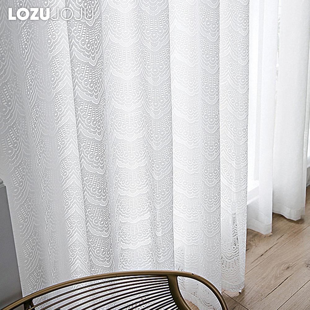1 ADET LOZUJOJU %10-20 Karartma Fransız Tarzı Basit Romantik Dantel Çözgü Örme Saf Beyaz Tül Perde Oturma Odası Yatak Odası Balkon Ev Dekoru