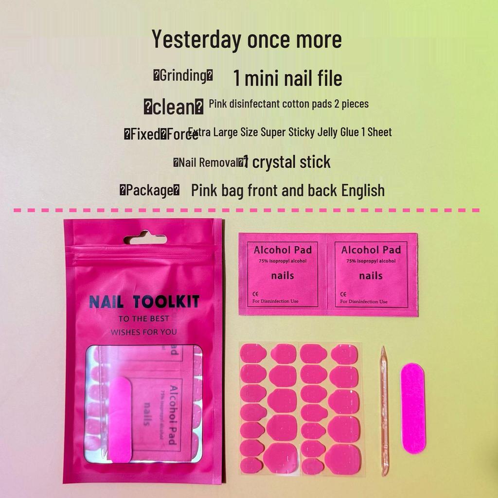 Cross-Border Nail Tool Kit: Mini Nail File, Glue, Disinfection Pads, Crystal Stick & Jelly Glue