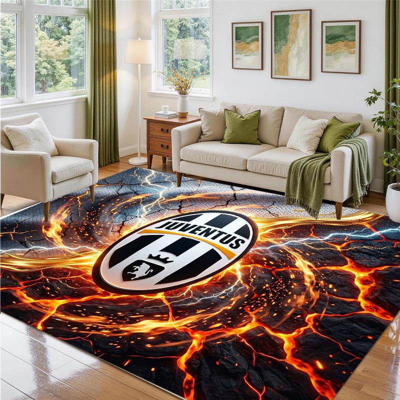 Juventus FC Design Crystal Velvet Rug Soft Decorative Mat for Bedroom Entrance