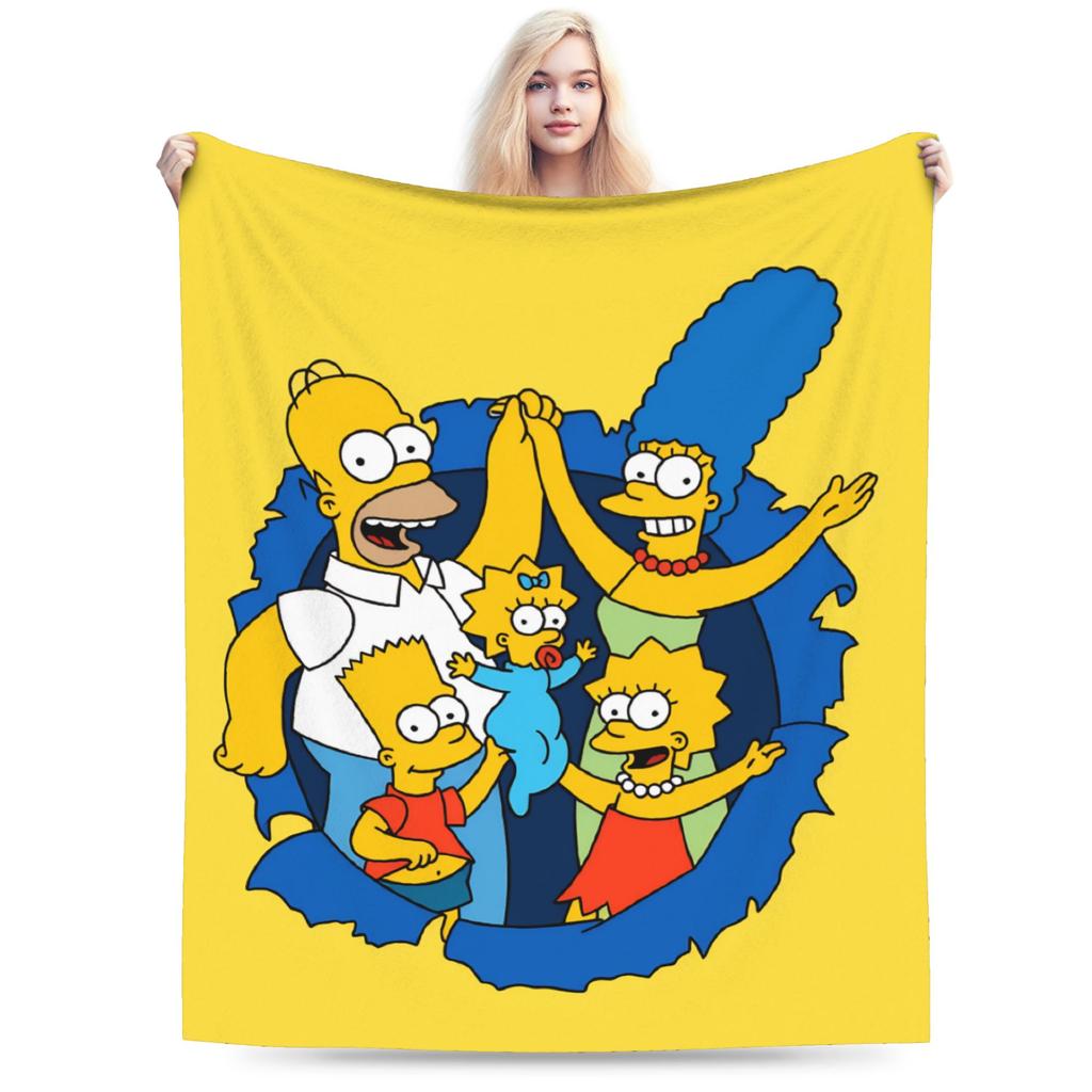 S-Simpsons Cartoon Background Throw Blanket Comfortable Novelty Blankets For Sofa Home Travel Office Flannel Bedspread Bed Cover