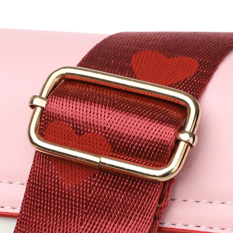 Women Sweet Cute Crossbody Bags Heart Hollow Out Shoulder Bag Students All-match Flap Wide Straps Summer Handbags  Purse