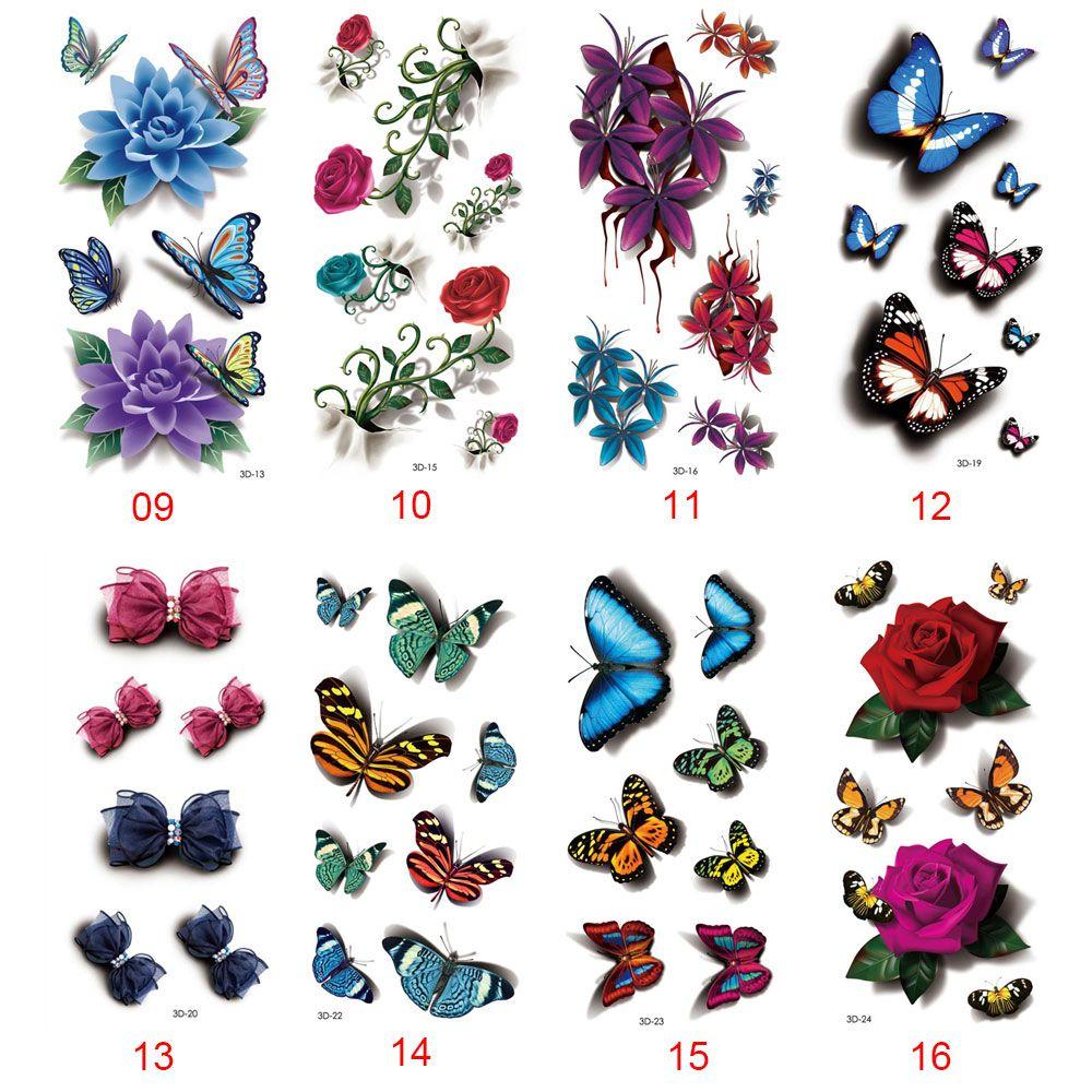 Easy To Clean 3D Butterfly Flower Feather Party Accessories Women Tattoo Sticker Body Stickers