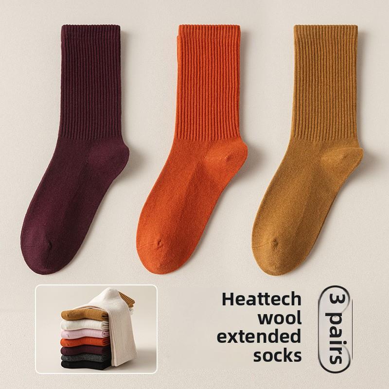 

3 пары женских осенне-зимних холодных и теплых спортивных носков с высоким ворсом из шерсти с резинкой 3 Pairs