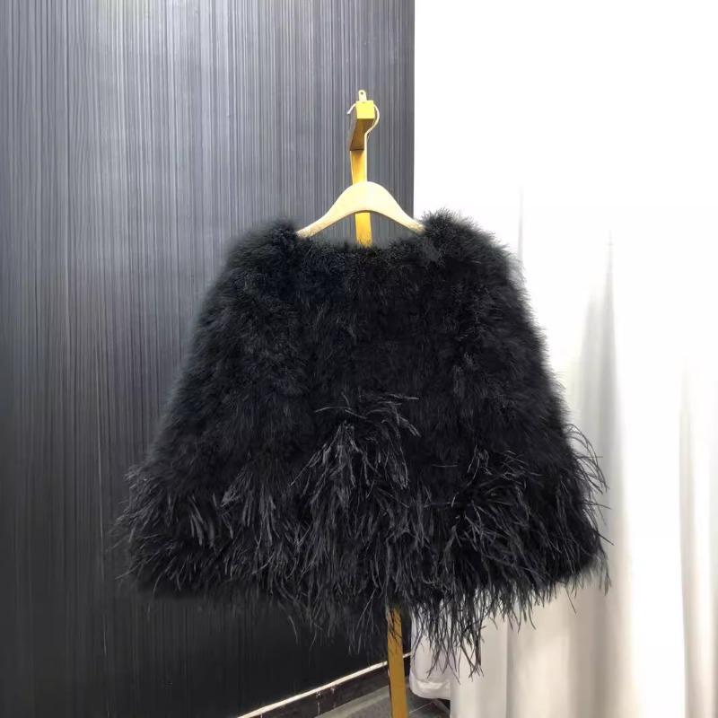 Ostrich fur turkey fur coat women's fur top short winter cotton winter