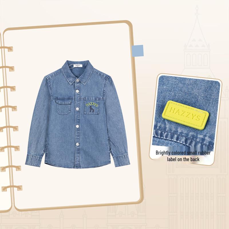 HAZZYS Boy's 2026 Spring Denim Casual Long Sleeve Shirt