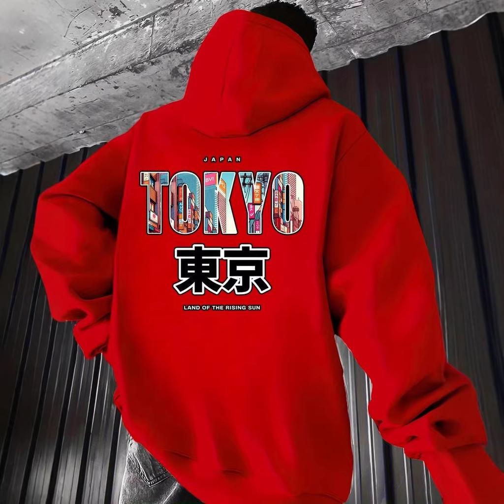 Men's "crane" Printed Sweater 13 Colors Casual Daily Drawstring Hooded Breathable and Comfortable