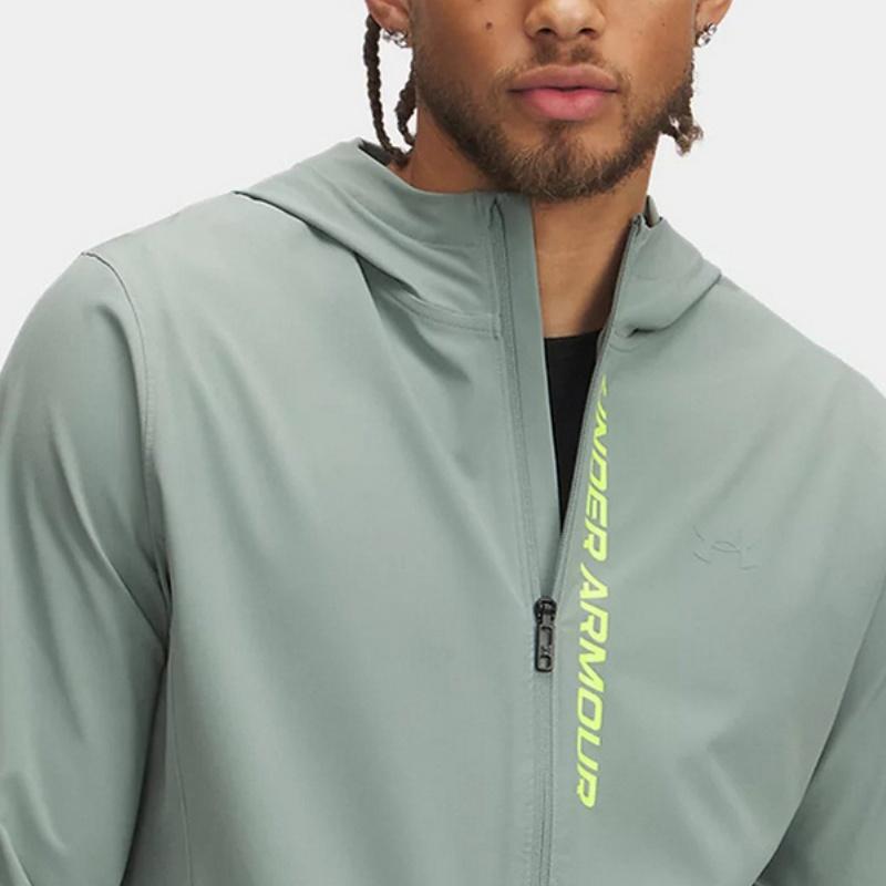 Under Armour Storm SS25 Logo Woven Hooded Jacket Men Jacket Green 1376794-348