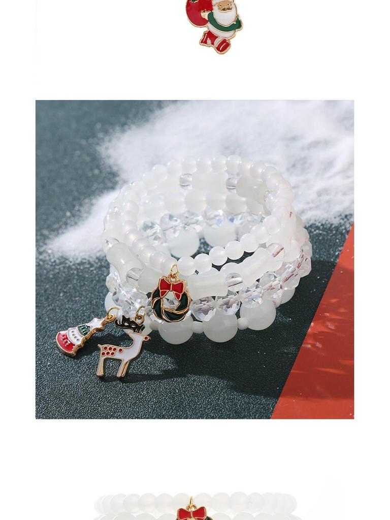 European & American Christmas Bracelet Set with Santa, Bell, & Snowflake Charms for Women