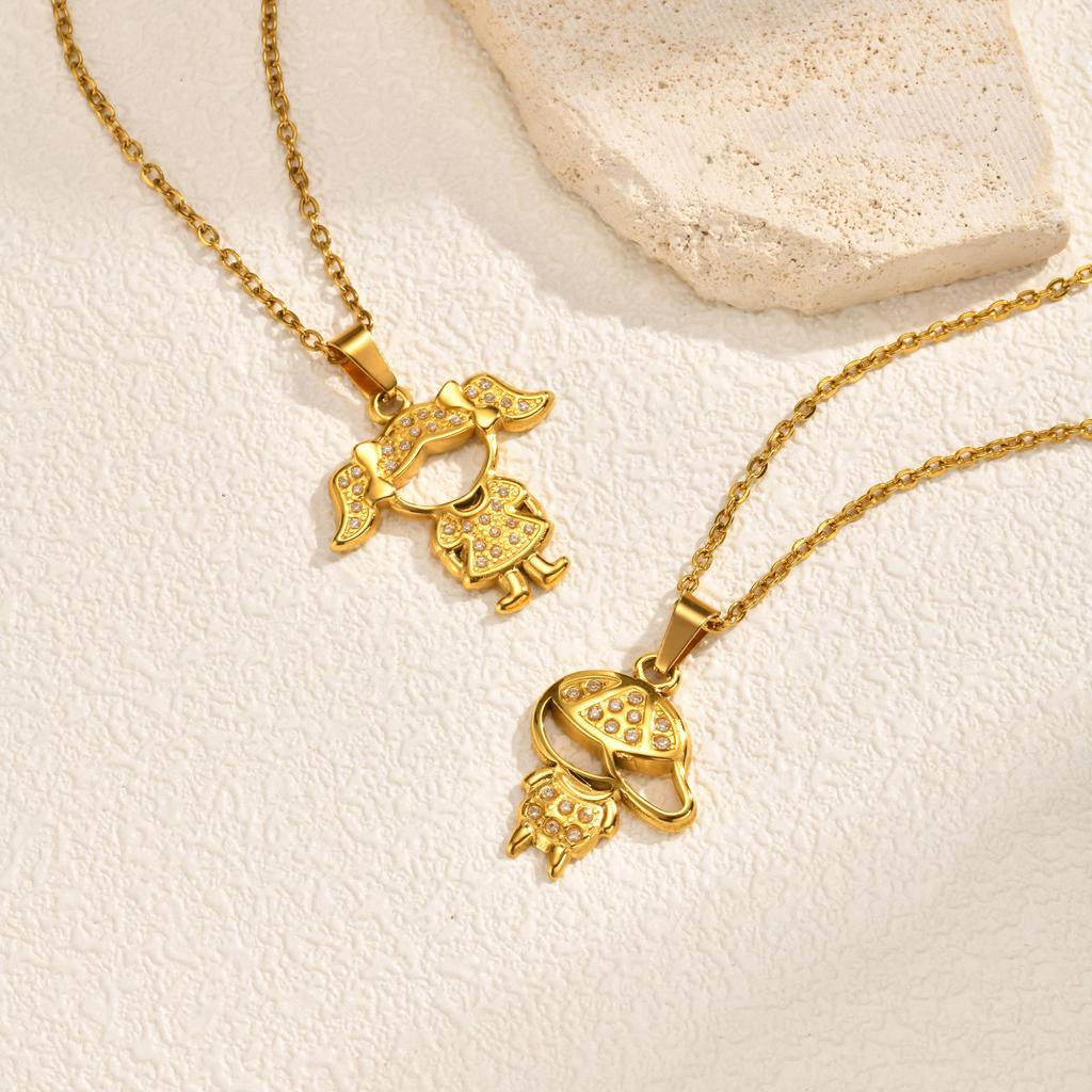 Accessories 18K Gold-Plated Stainless Steel Zircon-Set Girl/Boy Pendant Necklace, Suitable For Men And Women