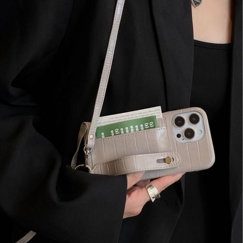 Card Holder Wrist Strap Crossbody Phone Case IPhone 15 Pro Max 14 13 12 Shockproof Slim Anti-fingerprint