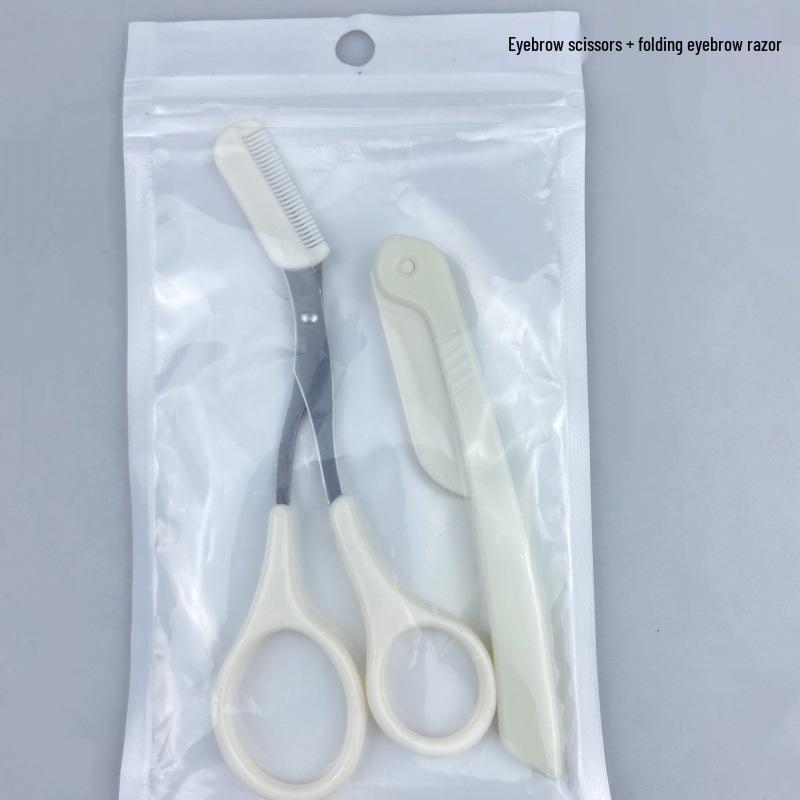 3-Piece Eyebrow Trimming Set with Scissors, Comb, and Small Trimmer