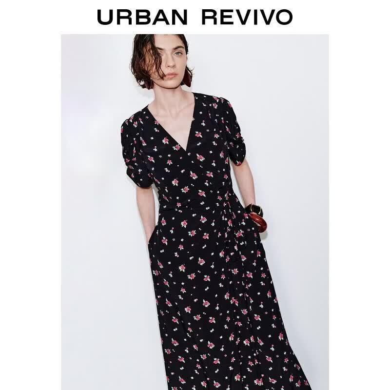 UR2026 Women s Floral Puff Sleeve Dress S