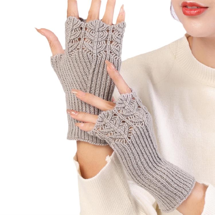 Winter Hand Gloves Soft Warm Gloves Stretchy Fingerless Mittens With Thumb Hole